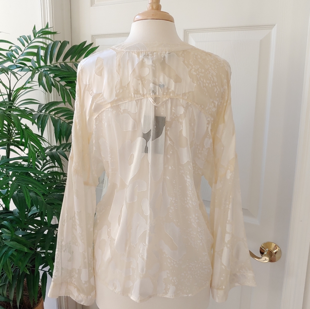 Patterson J Kincaid Detailed Embellished Sheer Long Sleeve Top Luna Tunic Medium - Picture 6 of 8